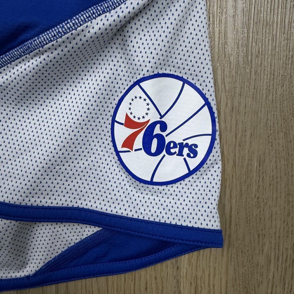 Philadelphia 76ers Shorts Mens Large Blue NBA Basketball Adidas Mesh Game - Picture 2 of 8